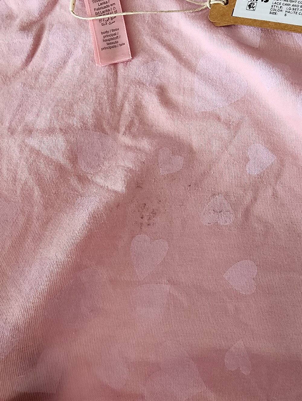 SKIMS Pink Hearts Lightweight Lace-Trim Camisole & Boyshort Set Size S - Picture 6 of 6